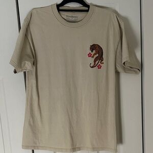 Graphic T-Shirt with Tiger and Floral Design